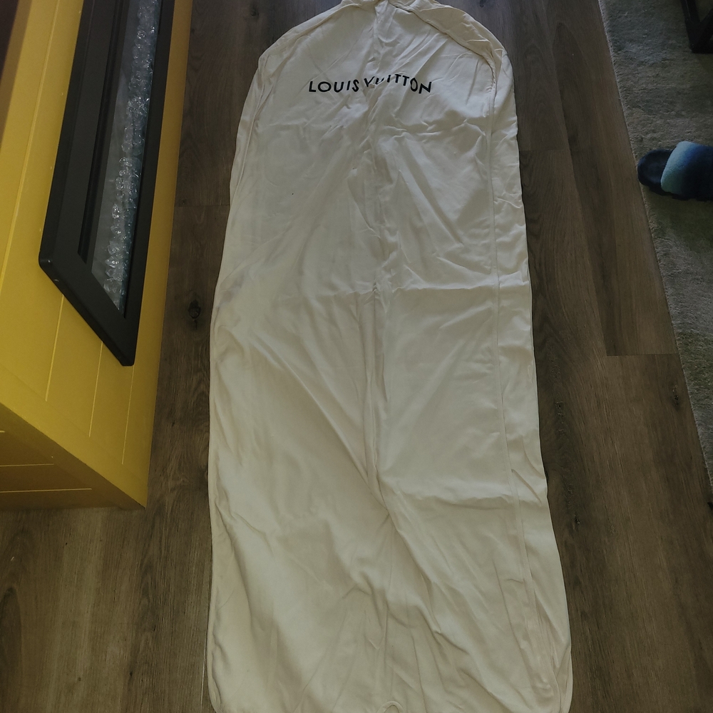 Louis Vuitton Cream Garment Dust Bag with Black Logo